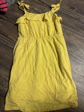 Cat & Jack Yellow Eyelet Tie-Shoulder Sundress